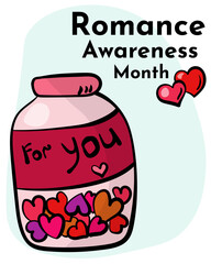 Romance Awareness Month, idea for vertical poster, banner, flyer about cute tradition