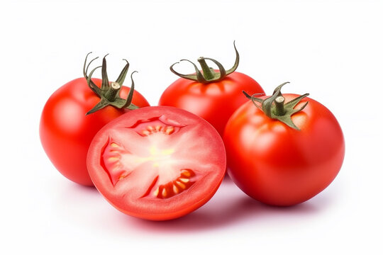Tomato isolated on white background.Generative Ai.