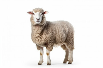 Fototapeta premium Sheep isolated on white background.Generative Ai.