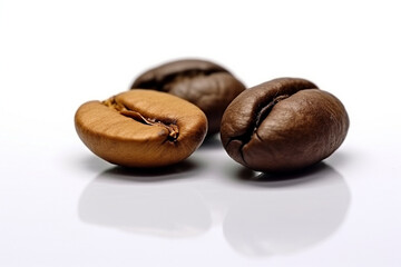 Coffee beans isolated on white background.Generative Ai.