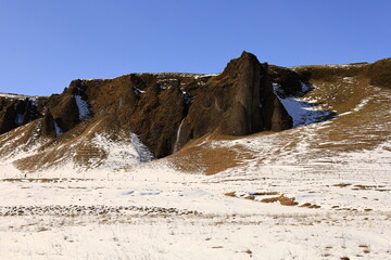 view of a mountain landscape in south iceland