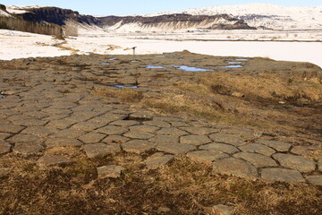 The Kirkjugólf is a geological formation of Iceland located in Kirkjubæjarklaustur, in the south of the country. It is in the form of basaltic organ tops extending over about 80 m2.