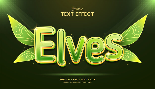 decorative editable green elves text effect vector design