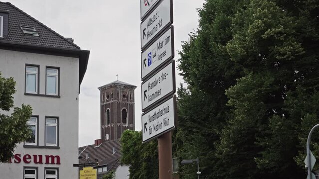 Romanesque The tower of the Evangelical Church Trinitatis. Cologne, Germany