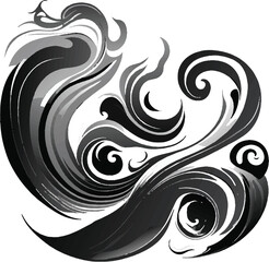 Fototapeta premium gray stream of smoke wavy along a curve on 