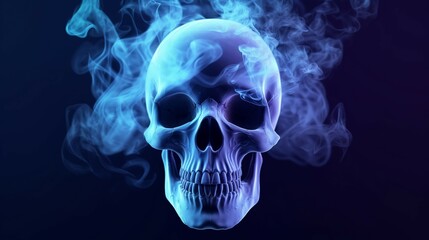 Fototapeta premium Vector skull made of smoke.Generative AI