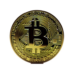 Bitcoin PNG. Golden cryptocurrency coin