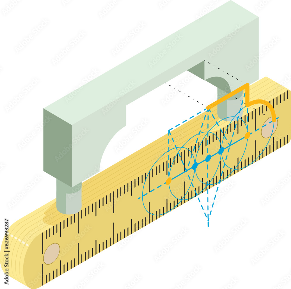 Poster building work icon isometric vector. arch project and large foldable ruler icon. designing, engineer