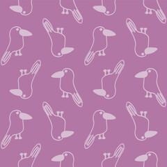 Fototapeta premium Vector seamless pattern with bird.Tropical jungle cartoon creatures.Pastel animals background.Cute natural pattern for fabric, childrens clothing,textiles,wrapping paper.