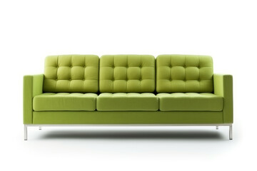 Green sofa modern isolated on white background.Generative Ai.