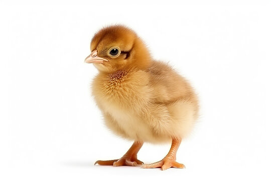Little brown chicken isolated on white background.Generative Ai.