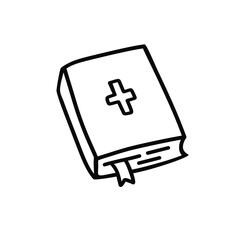 Bible vector doodle. Hand drawn simple holy bible book illustration. Book doodle. Religious illustration. 