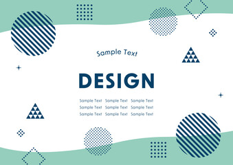 幾何学　シンプル　フレーム 　ミント　紺色　メンフィス © suorun