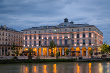 Fototapeta na wymiar Evening View of the Town Hall of Bayonne, France
