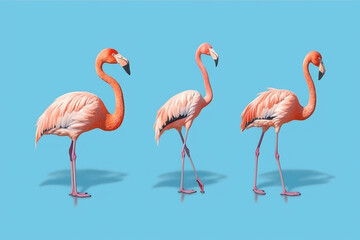 Flamingo isolated on blue background.Generative Ai.