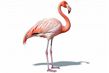 Flamingo isolated on white background.Generative Ai.