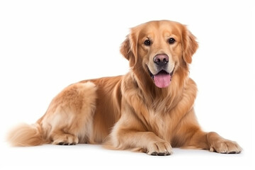 Golden Retriever dog isolated on white background.Generative Ai.