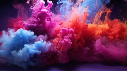 Fototapeta na wymiar Splash of violet and magenta dye. Generative Ai