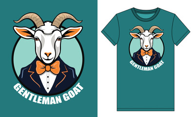 Gentleman Goat Typography Vector T Shirt