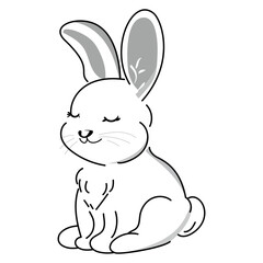 bunny rabbit very cute contour drawing vector illustration