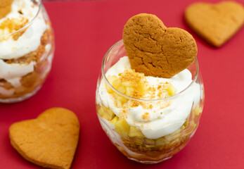 Dessert in a glass with gingerbread cookies