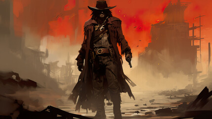 Dynamic Graphic Strokes: Gunslinger's Identity Unleashed