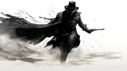 In an Eclectic Fusion of Lines and Shadows, "A Gunslinger" Embraces the Enigmatic Beauty