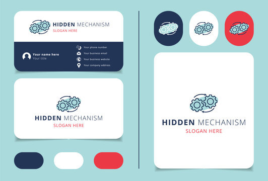 Hidden mechanism logo design with editable slogan. Branding book and business card template. - Powered by Adobe