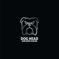 dog head logo design gradient line