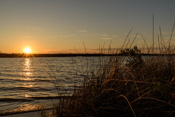 Sunsets in the Florida Everglades National Park on vacation in the winter. 