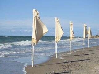 beach umbrellas on the baltic sea