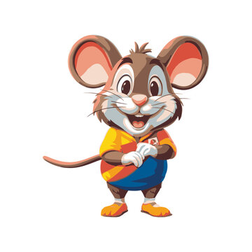 Cartoon rat. Cute mouse. Vector illustration.
