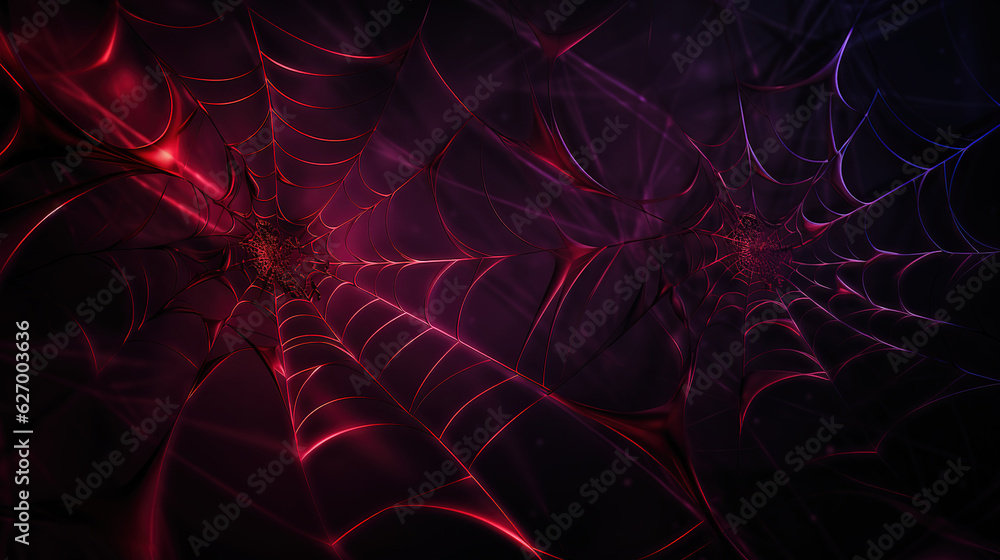 Wall mural halloween neon cobweb wallpaper. generative ai