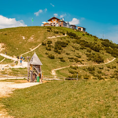 Alpine summer view with a kids playground at Mount Wank, Garmisch-Partenkirchen, Bavaria, Germany