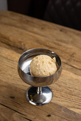 Delicious ice cream in a confectionery shop. Close-up