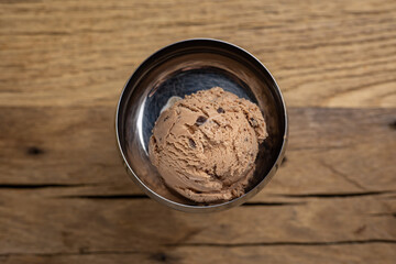 Delicious ice cream in a confectionery shop. Close-up