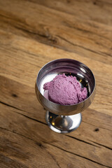 Delicious ice cream in a confectionery shop. Close-up