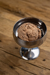 Delicious ice cream in a confectionery shop. Close-up