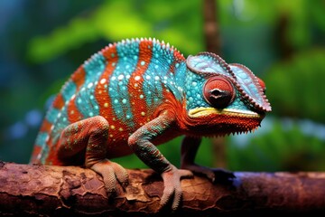 Obraz premium panther chameleon in wild nature, AI Generated