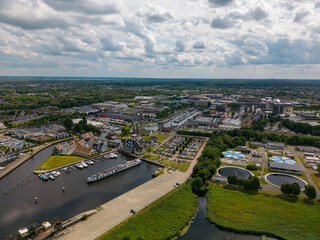 Fototapeta na wymiar Aerial drone photo of the dutch town Huizen in Utrecht