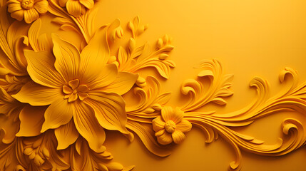 Dunkel Gelb zu Hell Gelb Texture Hintergrund mit Blumenmuster Design mit Farbverlauf Generative Ai