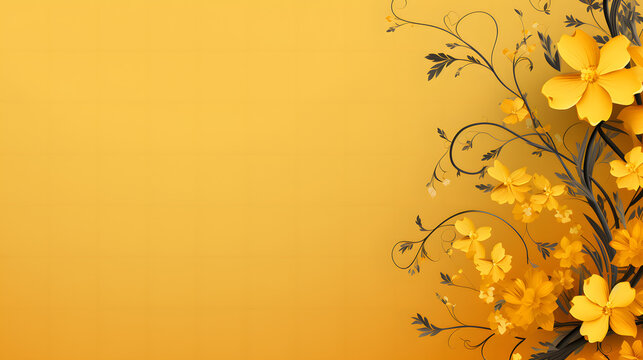 Dunkel Gelb zu Hell Gelb Texture Hintergrund Design mit Farbverlauf mit Blumen Muster Generative Ai