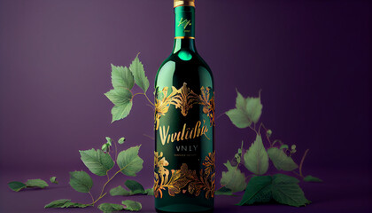 A stylish mockup featuring a sleek, transparent glass bottle filled with a vibrant green vine,
Created using generative AI tools