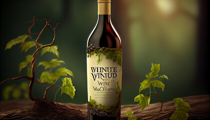 A stylish mockup featuring a sleek, transparent glass bottle filled with a vibrant green vine,
Created using generative AI tools