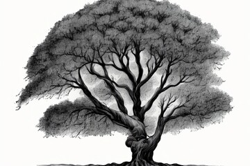 A Black And White Drawing Of A Tree