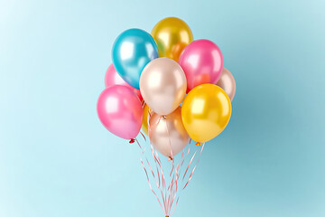 Colorful Balloons on a Light Blue Background