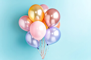 Colorful Balloons on a Light Blue Background