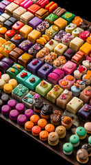Fototapeta na wymiar Colorful Western Pastries,close up of colorful cake Desserts