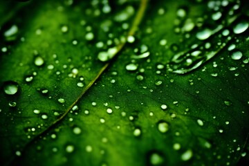 A Green Leaf With Drops Of Water On It