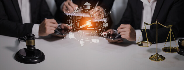 lawyer meeting at desk office workplace, contract agreement lawyer.